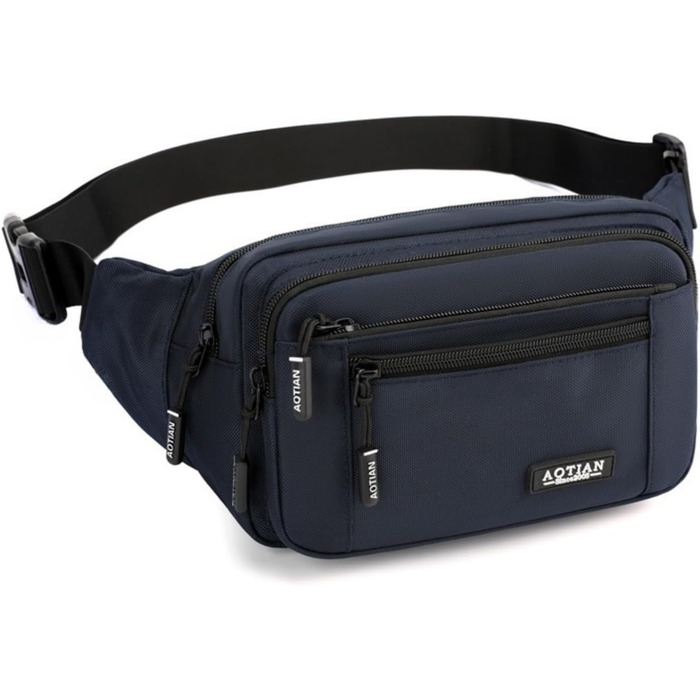 Поясна сумка на пояс для чоловіків та жінок, сумка на пояс з блискавкою, багатофункціональна сумка через плече, 5 відділень, спортивна сумка на стегно для активного відпочинку, туризму, кемпінгу, велоспорту (#1 Синій-a)