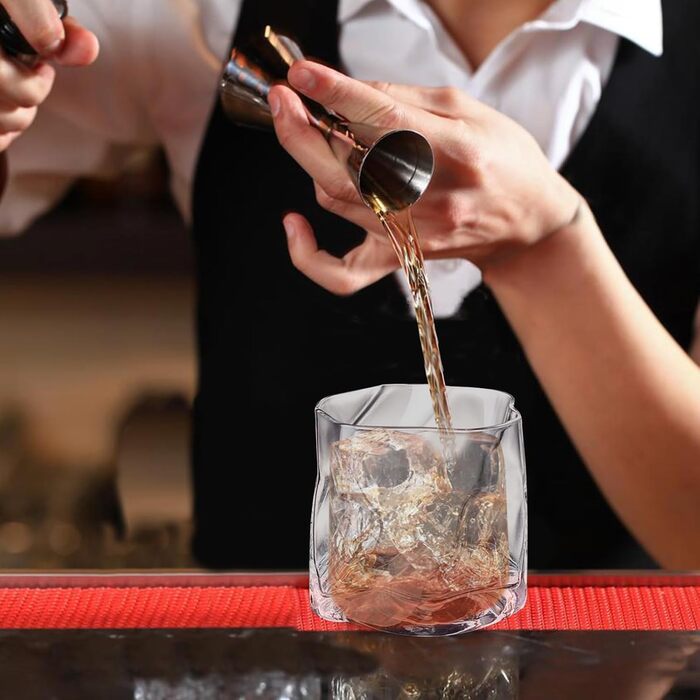 Набір склянок 6 шт. 200 мл - Кришталеві склянки для віскі з нерівномірною поверхнею - склянки для напоїв, кави, коктейлів, лонгдрінків, води, чаю, кави, соку - придатні для миття в посудомийній машині (прозорі)