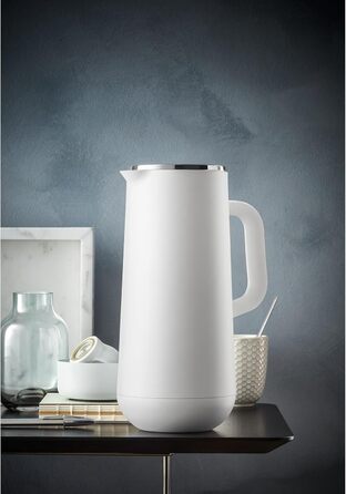 WMF Impulse Thermoskanne 1l, Insulated Carafe for Coffee or Tea, Twist-Lock Closure, Keeps Drinks Cold and Warm for 24h, Thermos for Coffee or Tea, White, Stainless Steel, Plastic