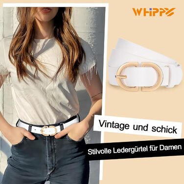 Жіночий шкіряний ремінь WHIPPY для джинсів з золотою пряжкою, розмір L (довжина 120 см)