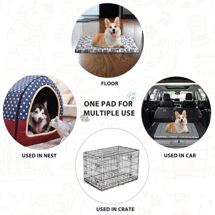 VANKEAN Stylish Dog Crate Pad, Reversible (Cool and Warm), Soft Pet Sleeping Mat Dog Bed for Crate, Suitable for Small to XX-Large Dogs and Cats, Machine Washable Crate Beds