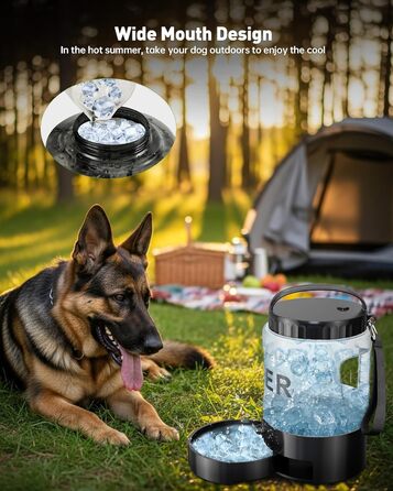 ЛесоТК 2200 мл Поїлка для собак, Переносна велика поїлка для собак – для подорожей, кемпінгу, великих собак (2.8л, чорна)