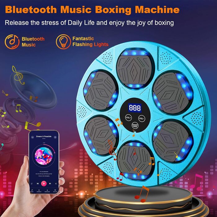 Music Boxing Machine with Bluetooth & LED Lights - Fitness Punching Bag for Adults & Kids