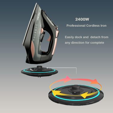 Праска 3000W з керамічною підошвою - праска з парою, самоочищення, резервуар 340мл, автоматичне вимкнення (чорна)