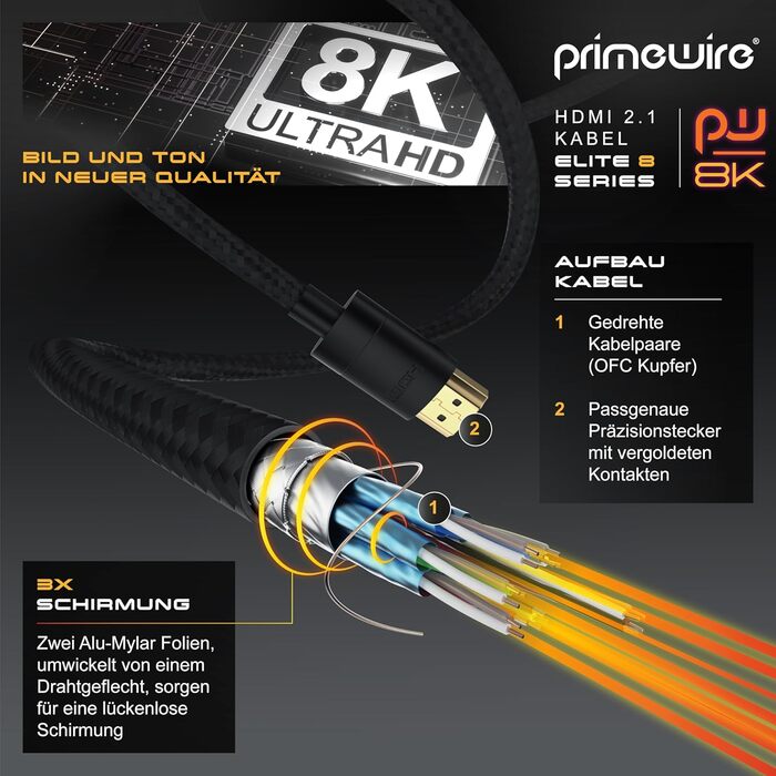 HDMI 2.1 кабель 8K/4K 3 метри - Ultra High Speed Ethernet - для TV, Blu-ray, PS5, Xbox, Switch (чорний)