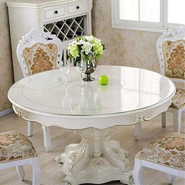 Ever Fairy Round Transparent PVC Tablecloth, Thickness 2 mm, Dia.70 cm, Round Waterproof Table Protector Table Film, Kitchen Dining Room Wood Furniture Protective Cover