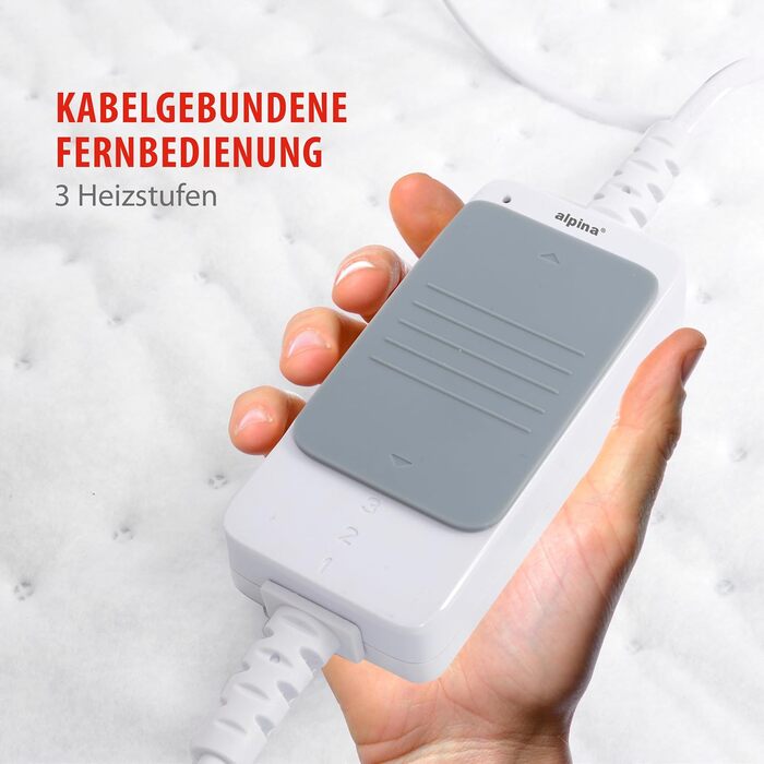 Електрична ковдра Alpina 80 x 150 см, 60 Вт, 3 режими нагріву, біла, поліестер