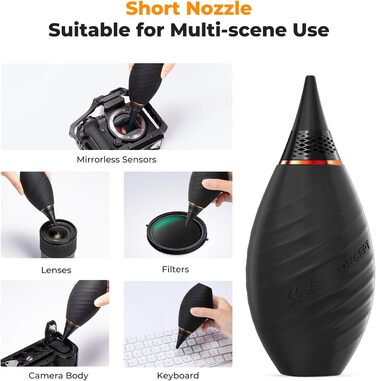 Набір для чищення фото- та відеокамер K&F Concept 10-в-1: об'єктиви, смартфони, сенсори. З мікрофіброю, повітряним насосом та рідиною для чищення.