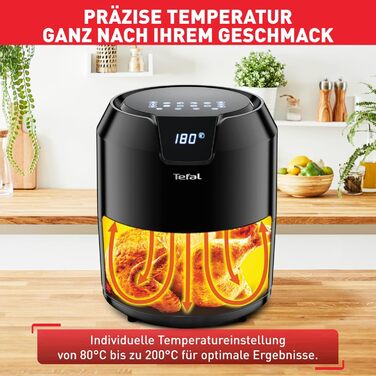 Tefal EY4018 Easy Fry Precision XL Hot Air Fryer | Air Fryer | 1500 W | 4.2 L for 6 Portions | 8 Automatic Programs | Digital Display | Energy-Saving | Healthy Oil-Free Fryer | Black