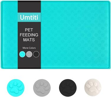 Силіконовий килимок під миску для собак та котів Umtiti (60x40 см, кремовий), вологостійкий, неслизький, для годування, миється в посудомийній машині