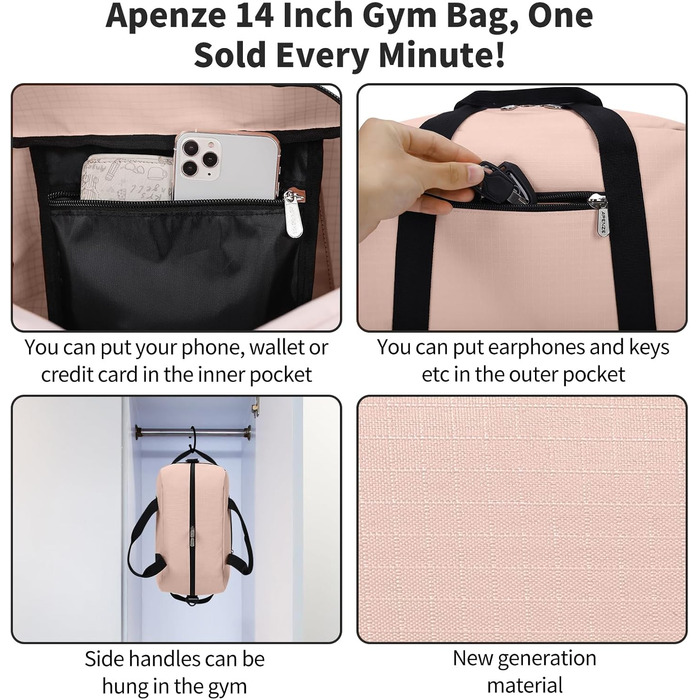 Спортивна сумка Mini Reisetasche 18л рожева для фітнесу, школи, подорожей 35x20x25 см