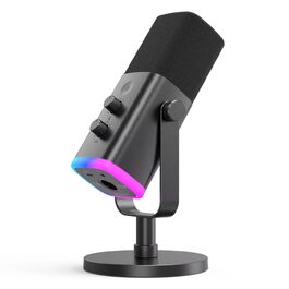 Ігровий мікрофон FIFINE XLR/USB для стрімінгу та подкастів, динамічний студійний мікрофон з RGB-підсвіткою, регулятором підсилення, функцією Mute та роз'ємом для навушників
