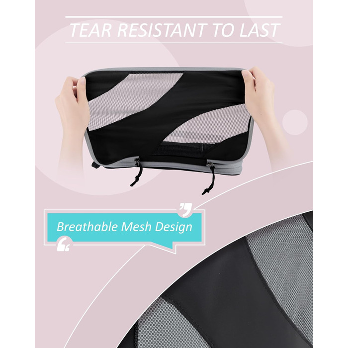 Органайзери для валізи BAGSMART компресійні, набір 6 шт., чорні - ідеальний органайзер для подорожей та ручної поклажі