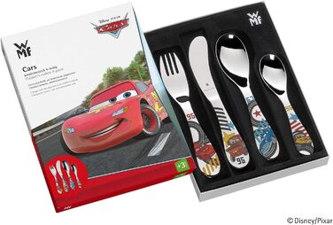 Набір дитячого посуду Disney Cars 2 від WMF: нержавіюча сталь, 4 предмети, від 3 років, Cromargan, придатний для миття в посудомийній машині
