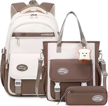Шкільний рюкзак Tanou для дівчаток-підлітків, набір шкільних сумок з сумкою через плече та пеналом, дитячий рюкзак для школи, повсякденний, зелений (коричневий)