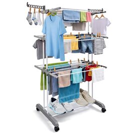 Сушарка для білизни H&F Turmwäscheständer 4-ярусна на колесах з гальмами, 170 см, до 40 кг