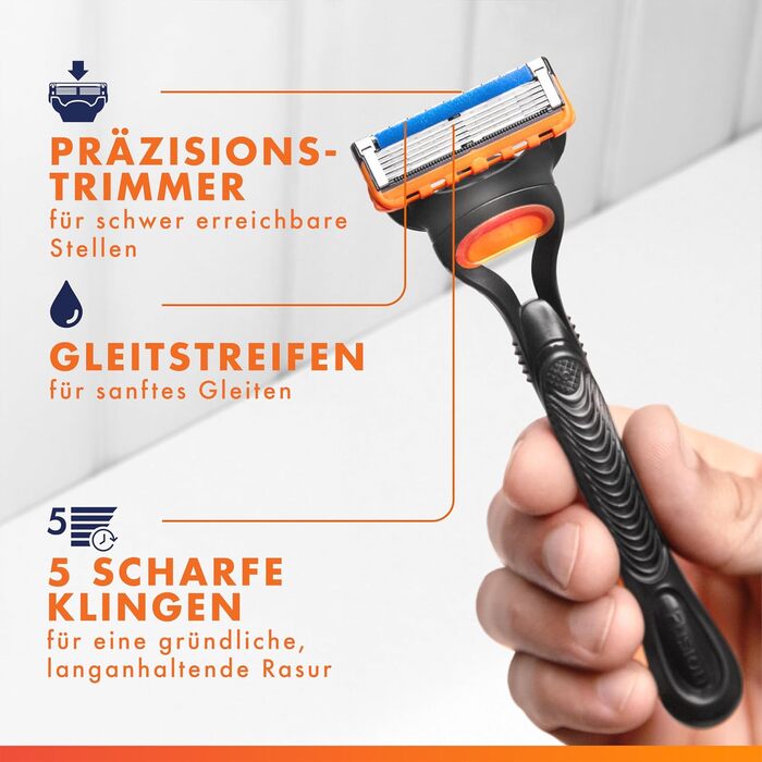 Бритва Gillette Fusion 5 для чоловіків, металевий станок для вологого гоління, чорний (бритва + 3 смінні леза + захисний ковпачок)