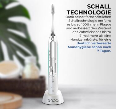Електрична звукова зубна щітка ENOA з 5 режимами, 3 рівнями інтенсивності, таймером, IPX7 водонепроникна + 5 змінних насадок