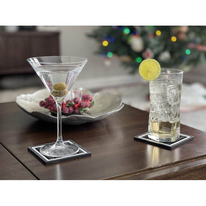 Highball & Chaser Coasters | 6-Piece Coaster Set | Square Absorbent Coasters for Drinks | Stylish Design Ideal for Home Decor or Bars