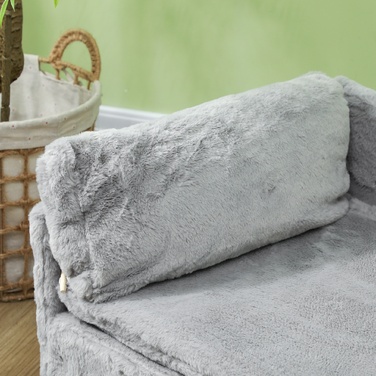 PawHut Dog Sofa for Medium-Sized Dogs, Dog Bed with Removable and Washable Cushion, Pet Sofa with Wooden Legs, with Elevated Design, 20 kg, Light Grey | Aosom