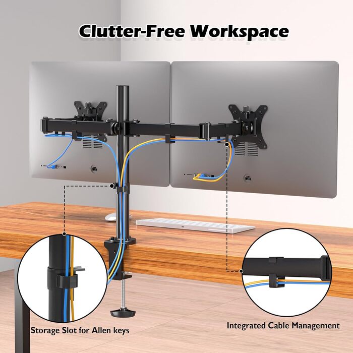 Підставка для монітора BONTEC на 2 монітори, 13-30 дюймів, регульована висота, поворотна, до 8 кг