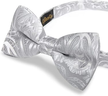 Метелик DiBanGu з шовку Пайслі для чоловіків + нагрудна хустинка, краватка-метелик, комплект для весілля, вечірки, балу (Срібний 194)