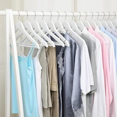 Дерев'яні вішалки для одягу з виступами для спідниць та штанів, 360° обертання, 20 шт. (білі)