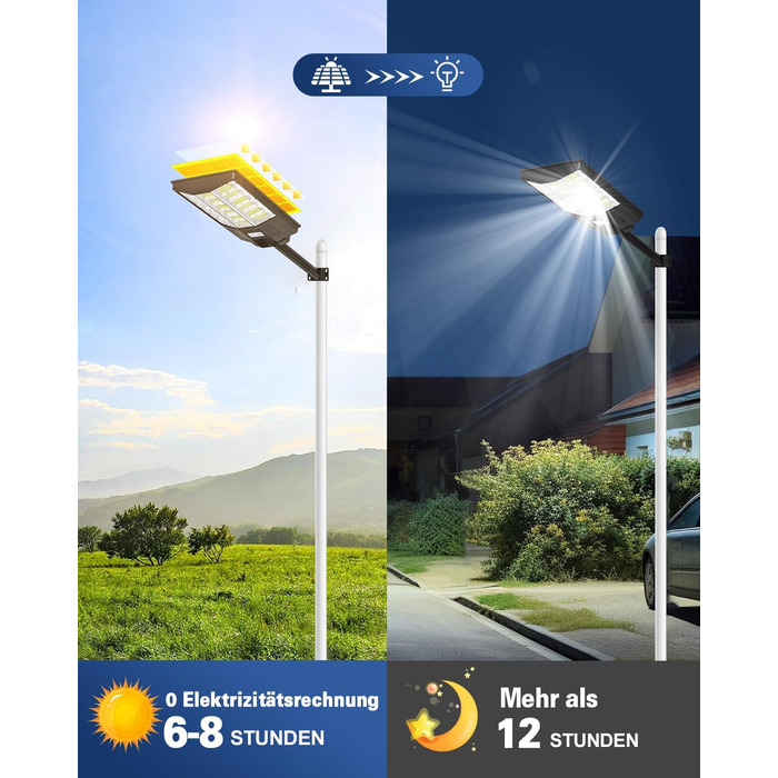 Вуличний сонячний LED світильник Sararoom 1000W з датчиком руху, 864LED, 6500K, IP65, з пультом, для саду, тераси, гаража, газону