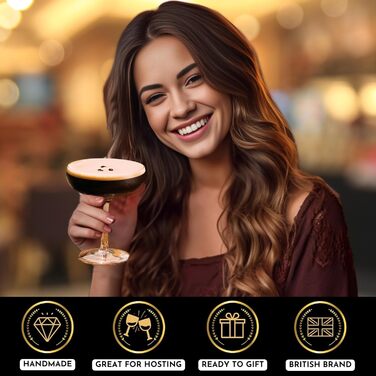 Набір для коктейлів з шейкером та 2 бокали Мартіні, рожеве золото, аксесуари для бармена, подарункова коробка з рецептами