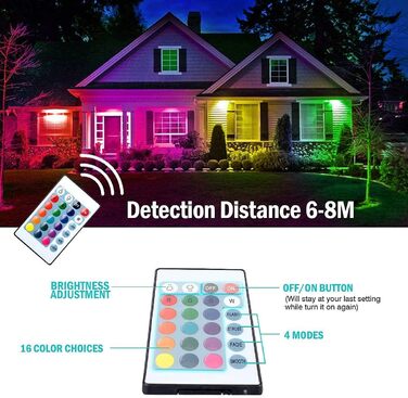 T-SUN 2 Pack LED Flood Lights Outdoor, 100W RGB Floodlights with Remote Control, Color Changing LED Floodlight with 16 Colors 4 Modes, IP66 Waterproof Floodlight for Indoor Gardens Backyards Courtyards