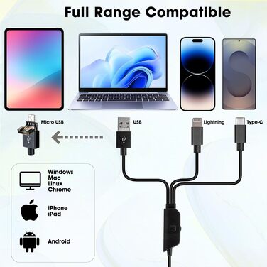 Цифрова мікроскоп-камера Ninyoon 1080P USB для iPhone, iPad, Android, PC, 50-1000x, з підсвічуванням, для монет, рослин, паяння, шкіри, скальпу