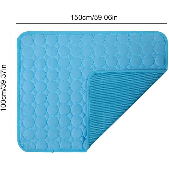 Килимок охолоджуючий для собак 150x100 см, самоохолоджуючий, для собак та котів, блакитний, літо, XXL