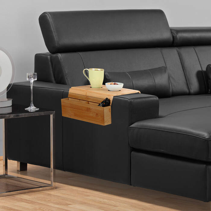 Relaxdays Bamboo Side Table with Coasters