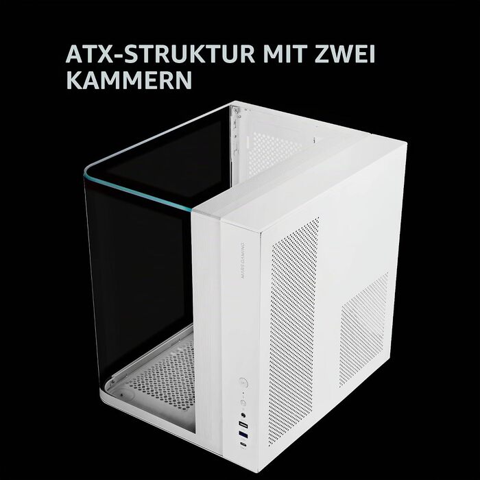 Ігровий корпус Mars Gaming MC-3TCORE MC-INFINIO LITE ATX, панорамне скло, підтримка рідкого охолодження, білий