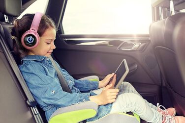 Дитячі навушники PowerLocus Bluetooth Over-Ear з LED-підсвічуванням, 85dB, HD Stereo, мікрофон для телефону, планшета, ПК, TV (N-Рожевий)