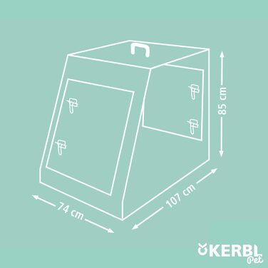 Kerbl Pet Gittertransportbox для собак, 76x54x64 см, складана, металева, з двома дверцятами, для подорожей та дому (Чорний)