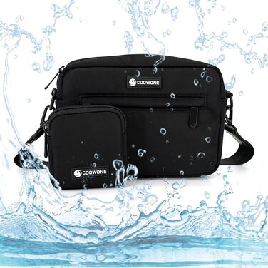 Сумка для ласощів для собак COOWONE, водонепроникна, з інтегрованим диспенсером для відходів, регульована через плече (Чорна)