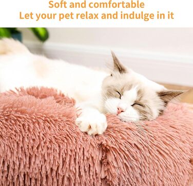 Килимок для кота/собаки 50 см: м'який, плюшевий, круглий, з антиковзаючою основою, легко миється. Колір: темно-сірий/рожевий
