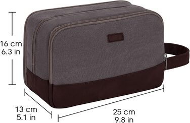 Чоловіча дорожня косметичка WANDF з канвасу, водонепроникна, веганська шкіра, для туалетних аксесуарів (зелена, тауп)