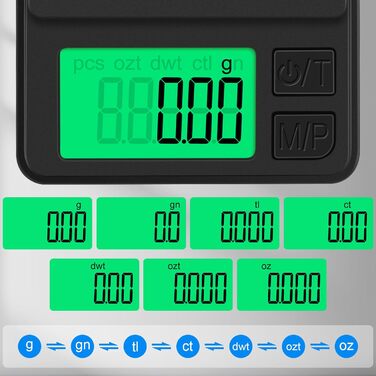 Кухонні ваги Diyife: прецизійна модель 0,01 г з LCD дисплеєм, 1000 г, зелений колір