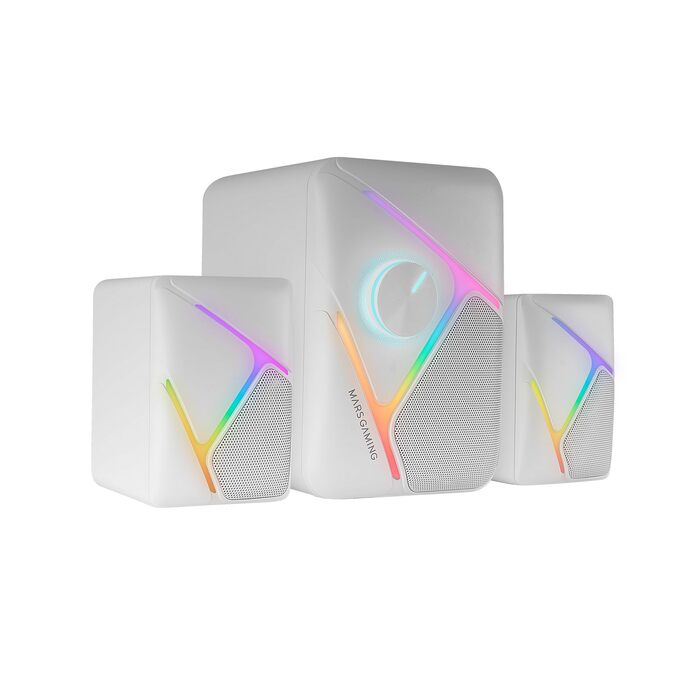 Mars Gaming MS-H21 RGB 2.1 Gaming-Lautsprecher: 35W сабвуфер, 3D звук, USB, 3.5mm, Білий