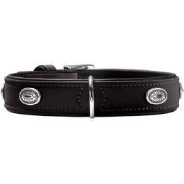 Нашийник для собак HUNTER SOFTIE STONE, штучна шкіра, з аплікаціями, легкий у догляді, чорний, розмір S-M