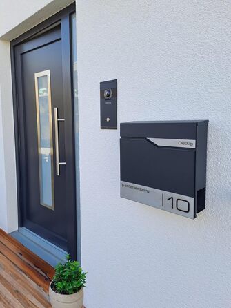 Поштовий ящик Metzler Anthrazit RAL 7016 з газетницею та табличкою з нержавіючої сталі V2A, антикорозійний, сучасний, 10 років гарантії на запчастини