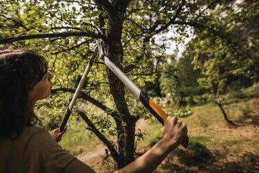 Fiskars PowerGear X Bypass Pruning Shears for Fresh Wood, Non-Stick Coated, Hardened Precision Steel, Length: 80 cm, Black/Orange, LX98-L, 1020188