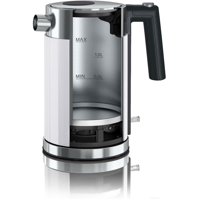 Електричний чайник GRAEF WK61 Edelstahl, білий, 1,5 л, знімний фільтр від накипу, 360° обертання, подвійні стінки