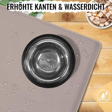 Підкладка під миску для котів та собак MateeyLife, силіконова, нековзна, водовідштовхувальна, 56x36 см, сіро-коричнева