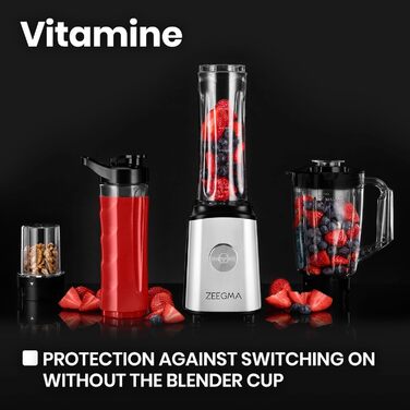 Багатофункціональний блендер ZEEGMA 1050W 4-в-1 з 1л глечиком: блендер, соковичавниця, кавомолка, з набором ножів