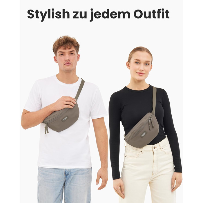 Поясна сумка LARKSON для жінок та чоловіків, м'ятного кольору - Finn. Ідеальна для спорту, активного відпочинку, міста, фестивалів. Стильна сумка через плече, водонепроникна (Gravel)