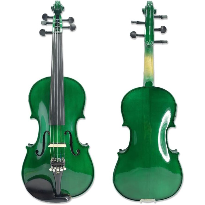 Електрична скрипка з 5 струнами, кленова та ялицева деревина, акустична скрипка, ебонітові фурнітури, 4/4, блакитний (зелений) колір