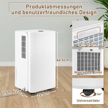 Електричний осушувач повітря Eulenke 26L для приміщень до 50м², 3 режими роботи, цифровий дисплей, резервуар 4,3L, таймер 24H, тихий осушувач для підвалу (16 л/день)